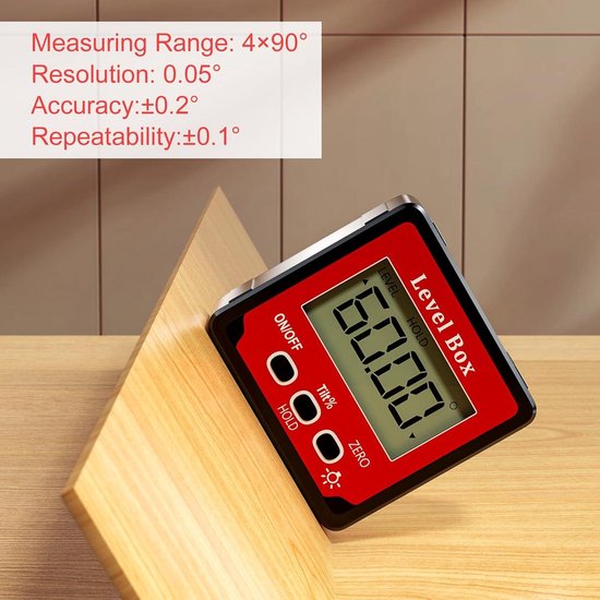 4 x 90 graden digitale LCD gradenboog hellingsmeter magnetische 0,2 graden nauwkeurigheid hoekzoeker niveaubox kopen vanaf een prijs van 14