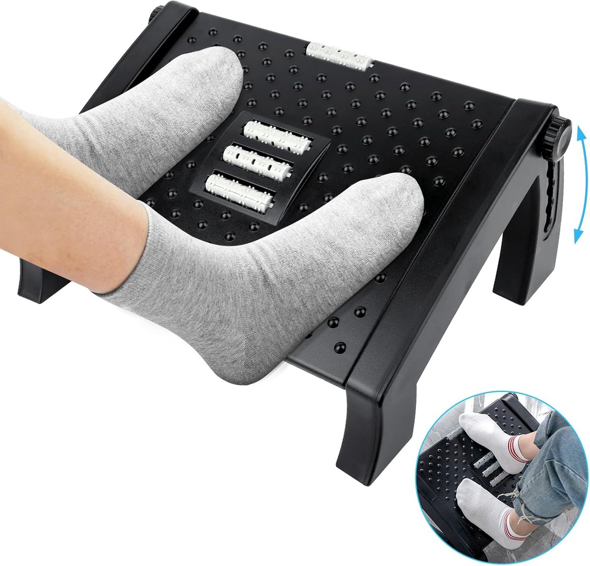 Goedkoopste JGS ® Ergonomische Voetensteun met Massagefunctie en Verstelbare Hoogte voor Bureau en Thuisgebruik