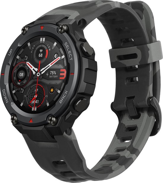 kwmobile armband geschikt voor Huami Amazfit T-Rex / T-Rex Pro armband - fitness tracker sportarmband band gemaakt van TPU en siliconen - camouflage donkergrijs zwart lichtgrijs