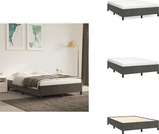 vidaXL Bedframe fluweel donkergrijs 100x200 cm, bed, slaapmeubel, eenpersoonsbed, ledikant, bedbodem, fluwelen bed, gestoffeerd bed, bekleed bed