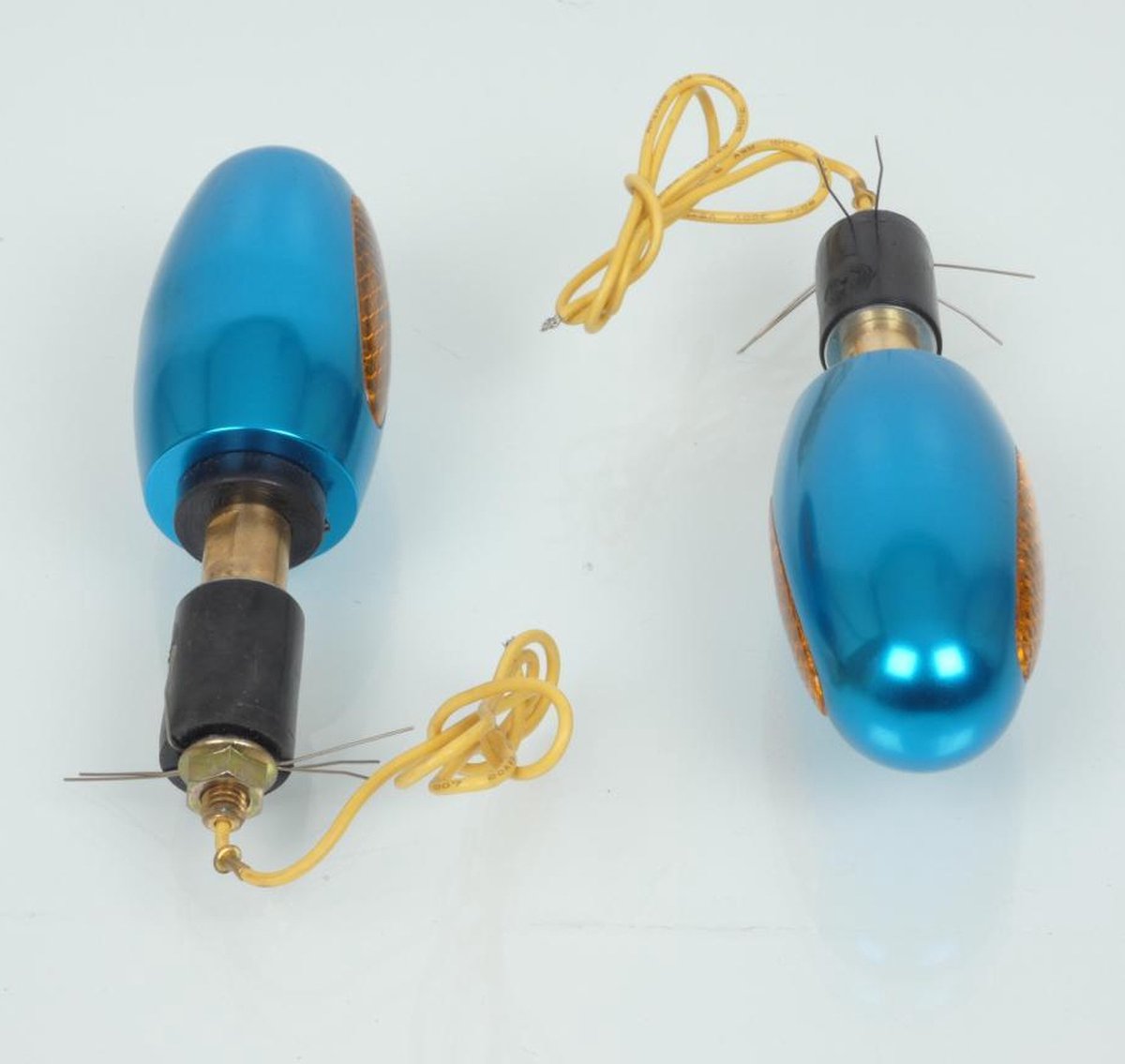 Embout de guidon oblong avec clignotant Mad alu anodisé bleu pour moto Neuf