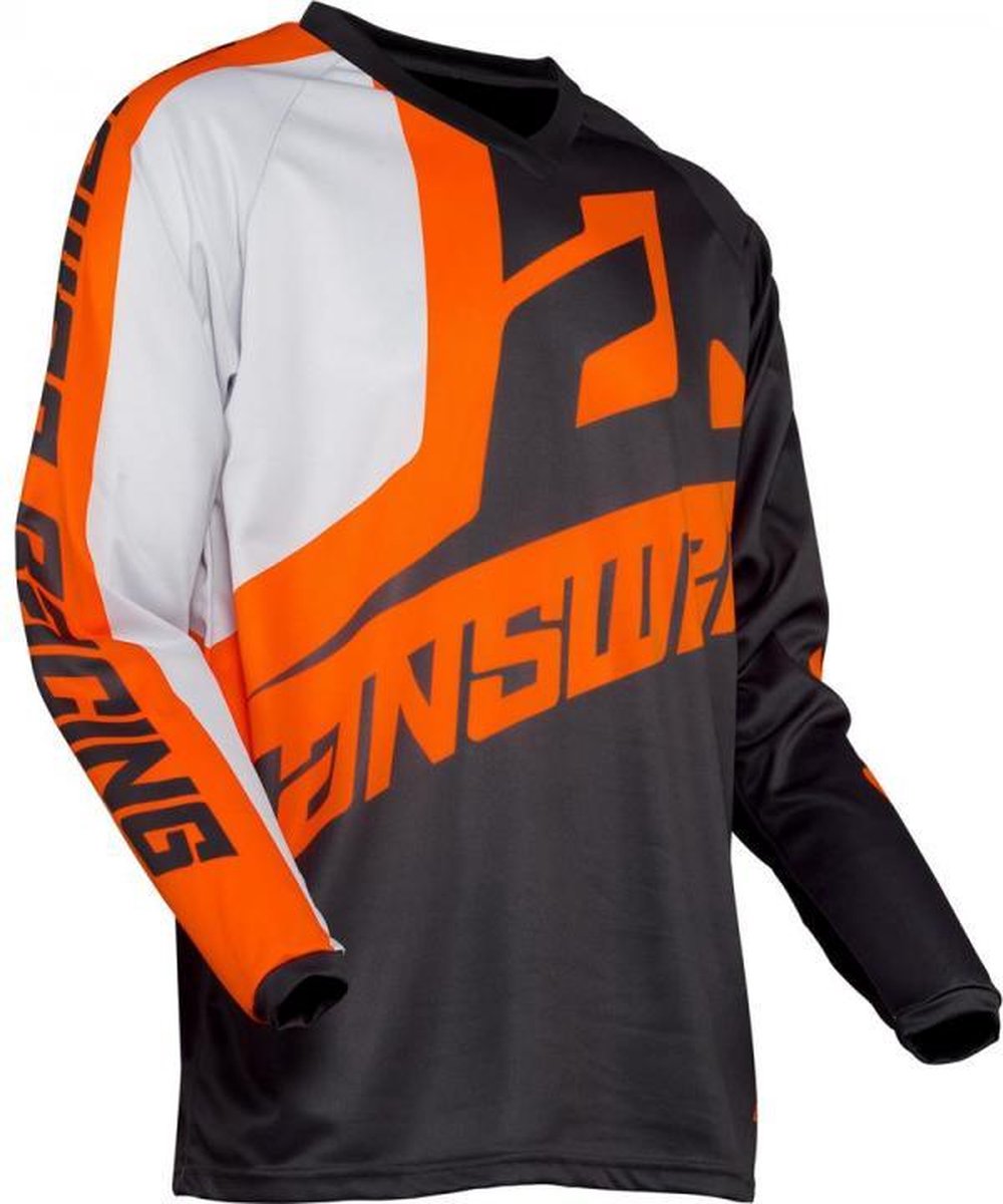 Maillot tee shirt pour moto cross Taille L noir orange Answer Syncron Voyd Charcoal