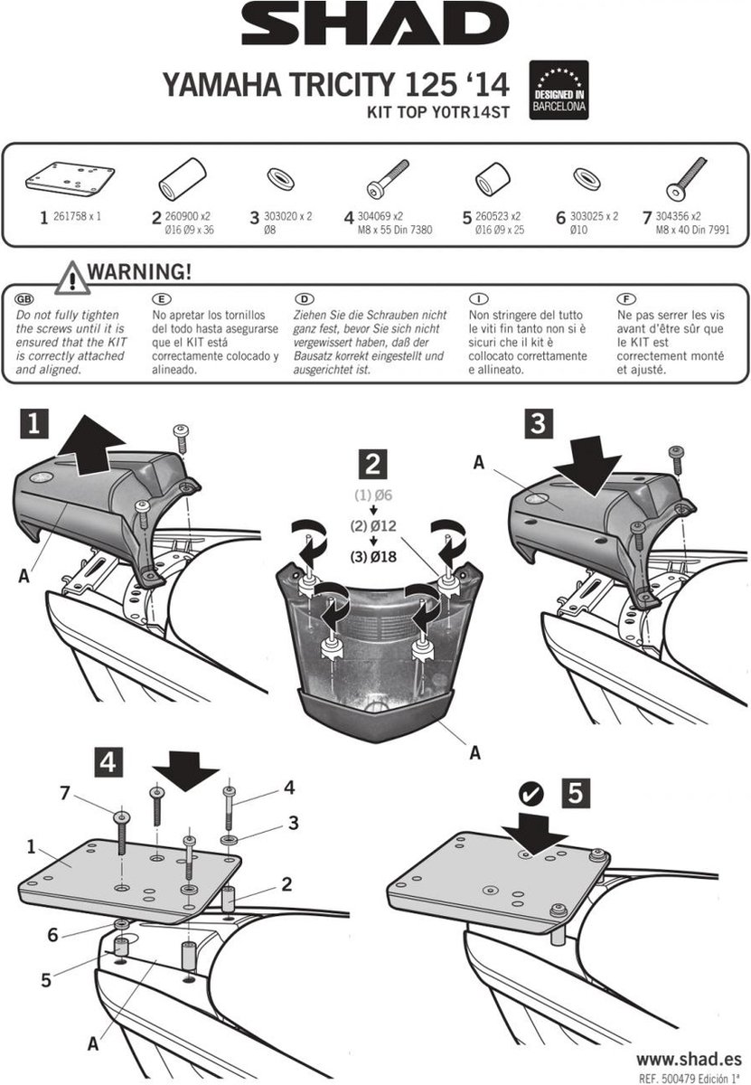 SHAD Top Master Achter Montage Yamaha Tricity 125