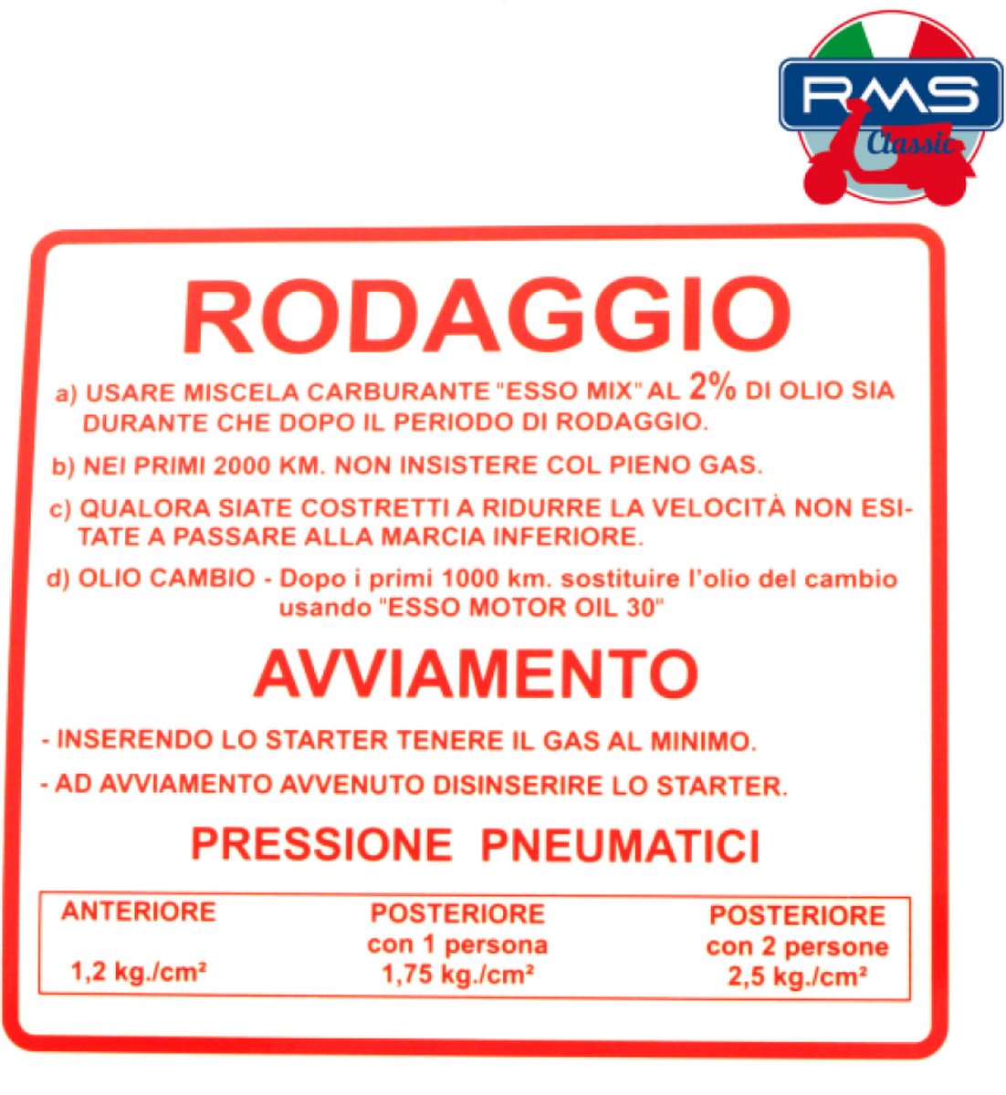 Autocollant stickers pour Scooter Piaggio 125 Cosa 1988 à 1991 Neuf