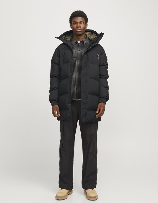 Jack & Jones - Heren Jas winter Alpha Long Puffer - Zwart - Maat XXL