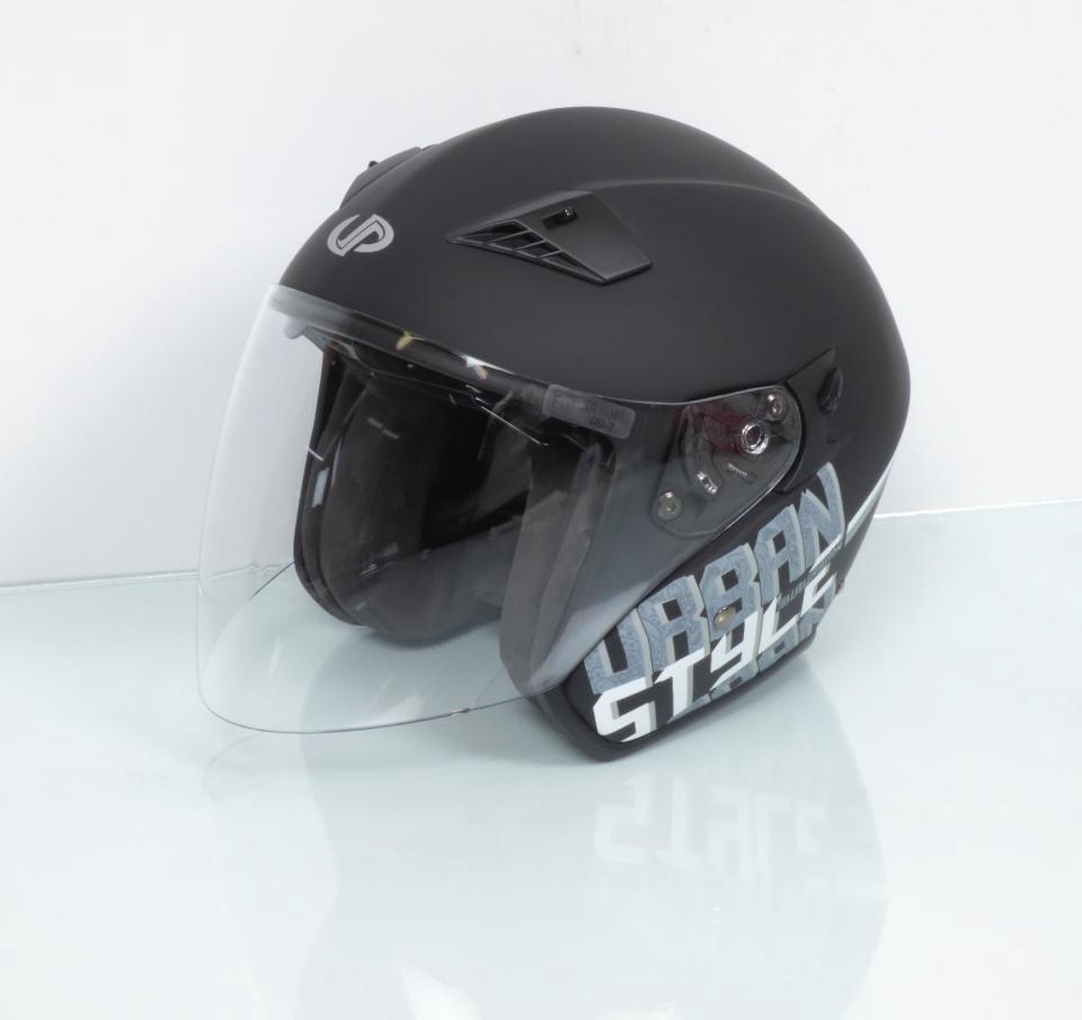 jet up helm voor mannen / vrouwen tot maat m voorstad zwart mat grijs / 57-58cm nieuw