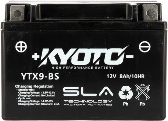 Kawasaki Z1000 2003-2013 motoraccu Kyoto YTX9-BS SLA 12V 8Ah onderhoudsvrij loodzuur AGM batterij