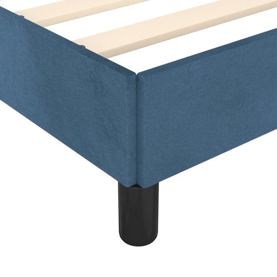 The Living Store Cadre de lit Velours - Bleu foncé - 203 x 206 x 50 cm - Convient pour Matras 200 x 200 cm - Pieds stables - Sommier à lattes en contreplaqué