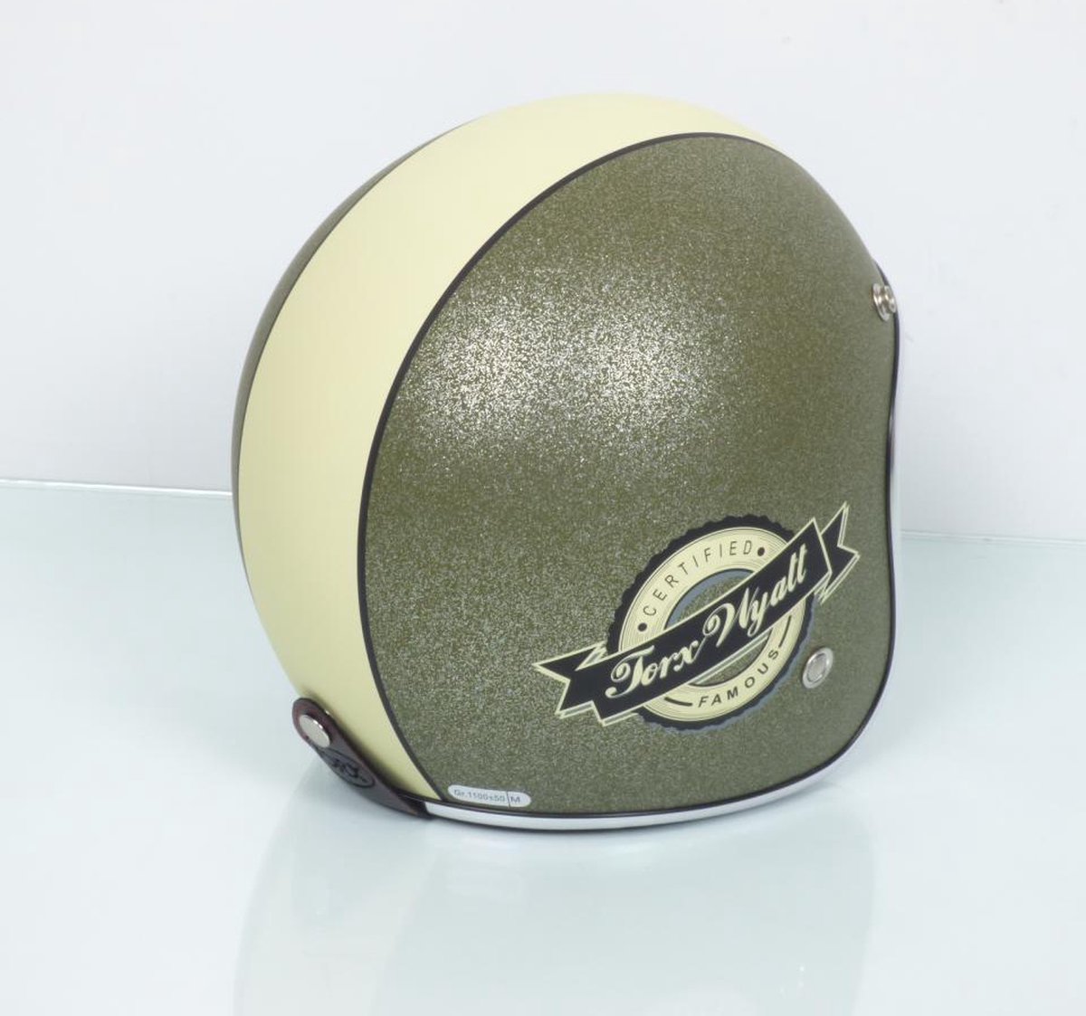 jet helm torx wyatt famous mat glitter kaki maat xs voor vintage motor scooter
