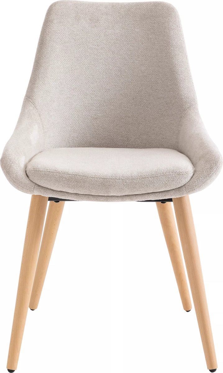 Vente-unique Set van 2 stoelen van stof en beuken - Beige - MASURIE