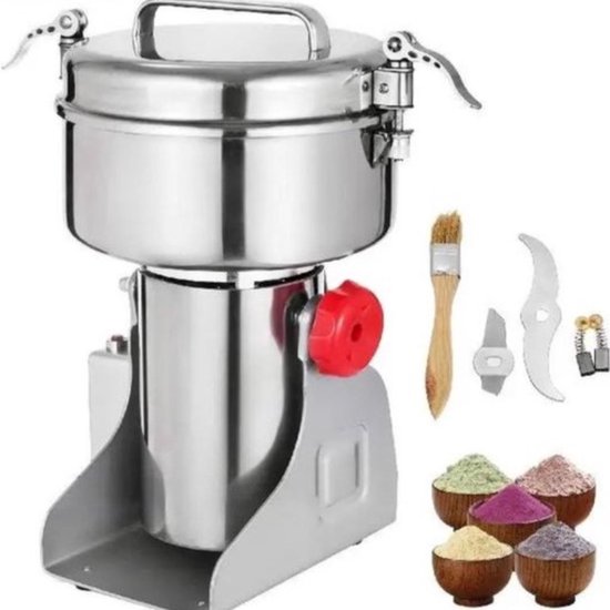 Moulin à Céréales Électrique 1300W 55L - 19000 Tr/min Avec 5 Tailles De Broyeur