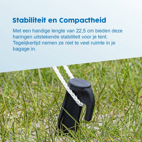 ProPlus Tentharing - 22.5 cm - Grondpennen - Lichtgewicht - Tentpennen - Tentverankering - voor Tenten - Geschikt voor Zachte en Middelharde Ondergronden - Nylon - 6 stuks - Zwart van ProPlus — afbeelding 4