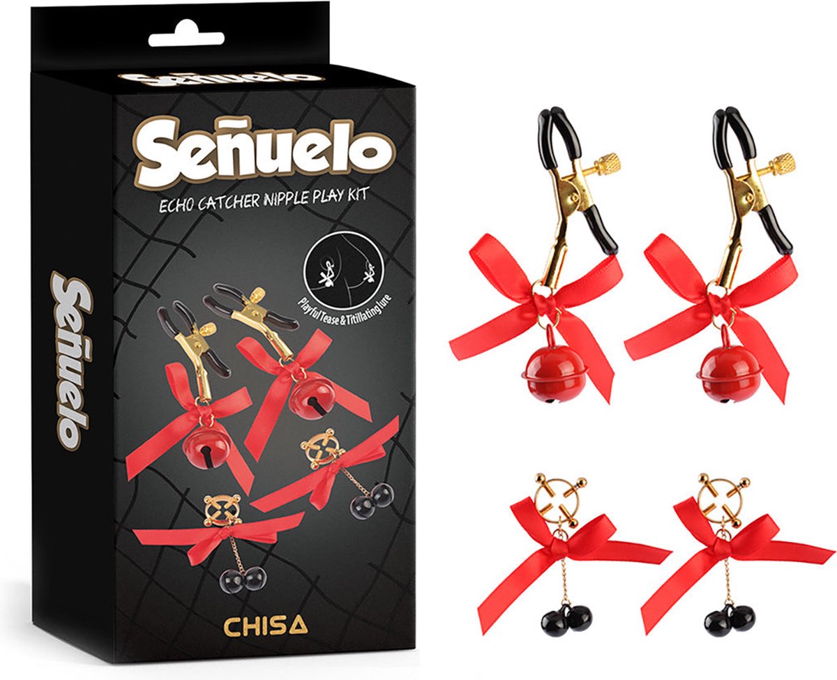 Señuelo - Echo Catcher - Tepelklemmen Speel Setje - Met Strikjes en Belletjes