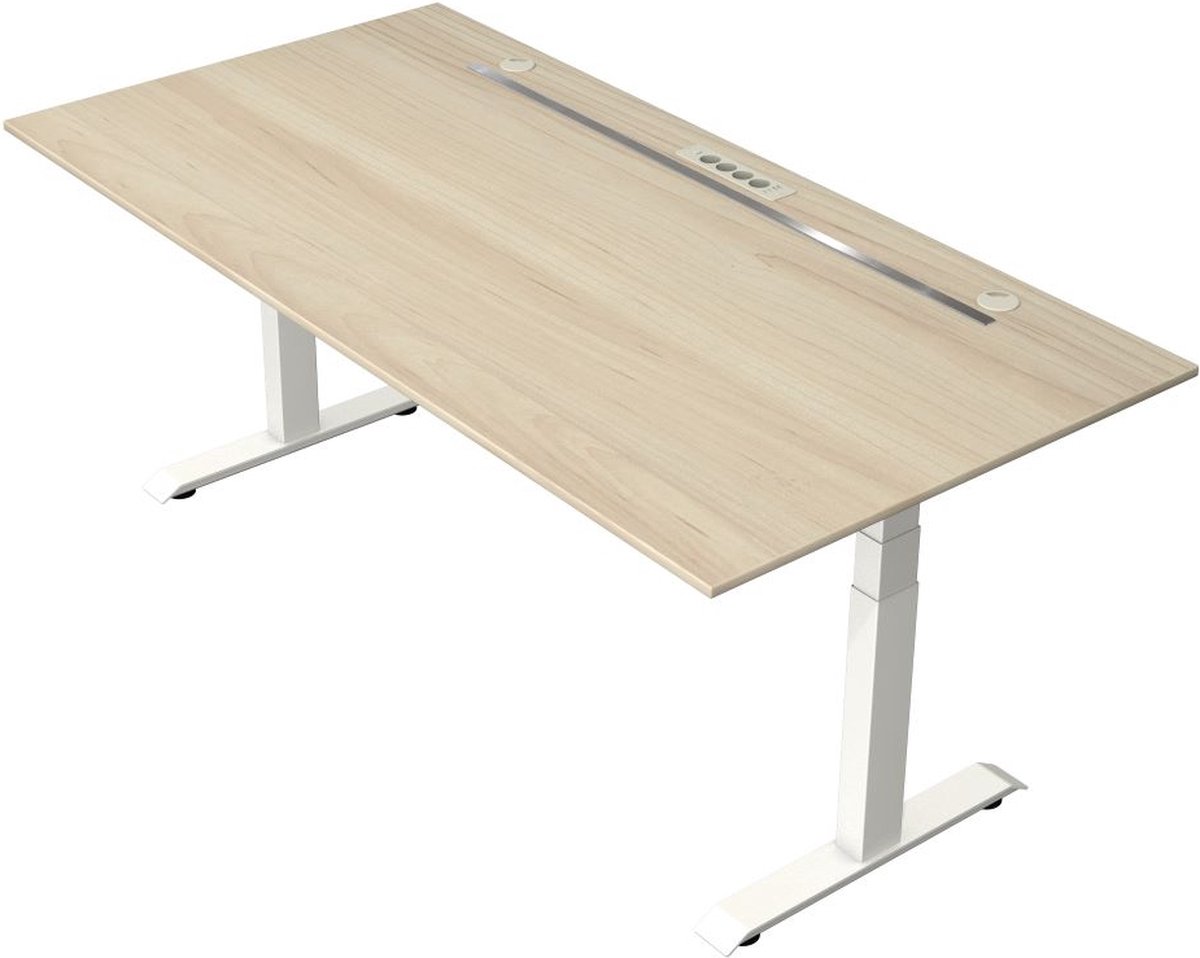 Kerkmann Zit sta bureau Move Boost 4 - 200x100cm - essenhout-wit naturel essen