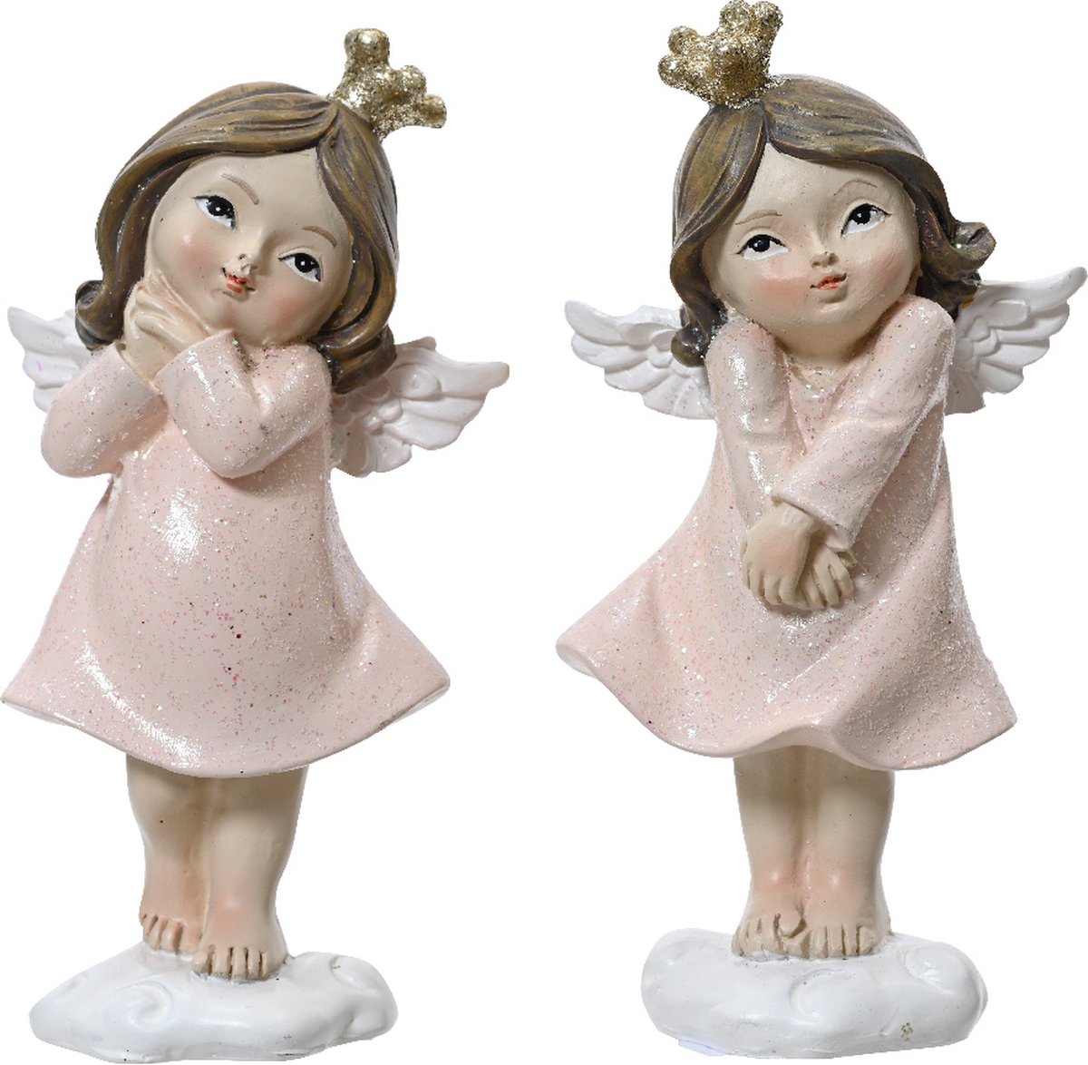 Beeld Engel polyresin roze 10,5cm