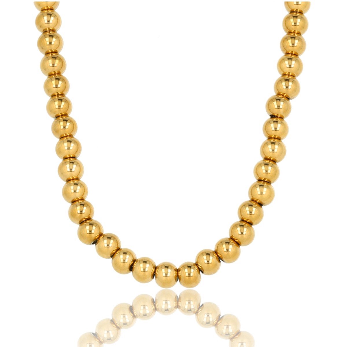 My Bendel - Goudkleurige Dames Ketting 45cm met 7mm Balletjes - met Luxe Cadeauverpakking | Sieraden Voor Dames