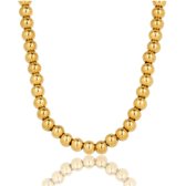 My Bendel Collier pour femme de 45 cm de long avec grosses boules dorées de 7 mm - Collier pour femme de 45 cm de long avec grosses boules dorées de 7 mm - Avec emballage cadeau luxueux
