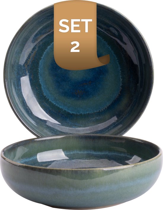 Palmer Metallic 15 cm Diep Bord Groen Stoneware