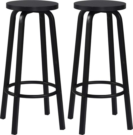 WOLTU Set van 2 Barkrukken Industriële stijl,Bistrokruk Metalen structuur MDF-oppervlak,Wit BH130ws-2