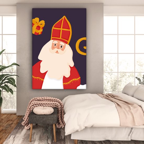 Tableau sur toile Sinterklaas - Personnel - Saint - Enfants - Garçons - Filles - Kids - 120x180 cm - Décoration murale XXL