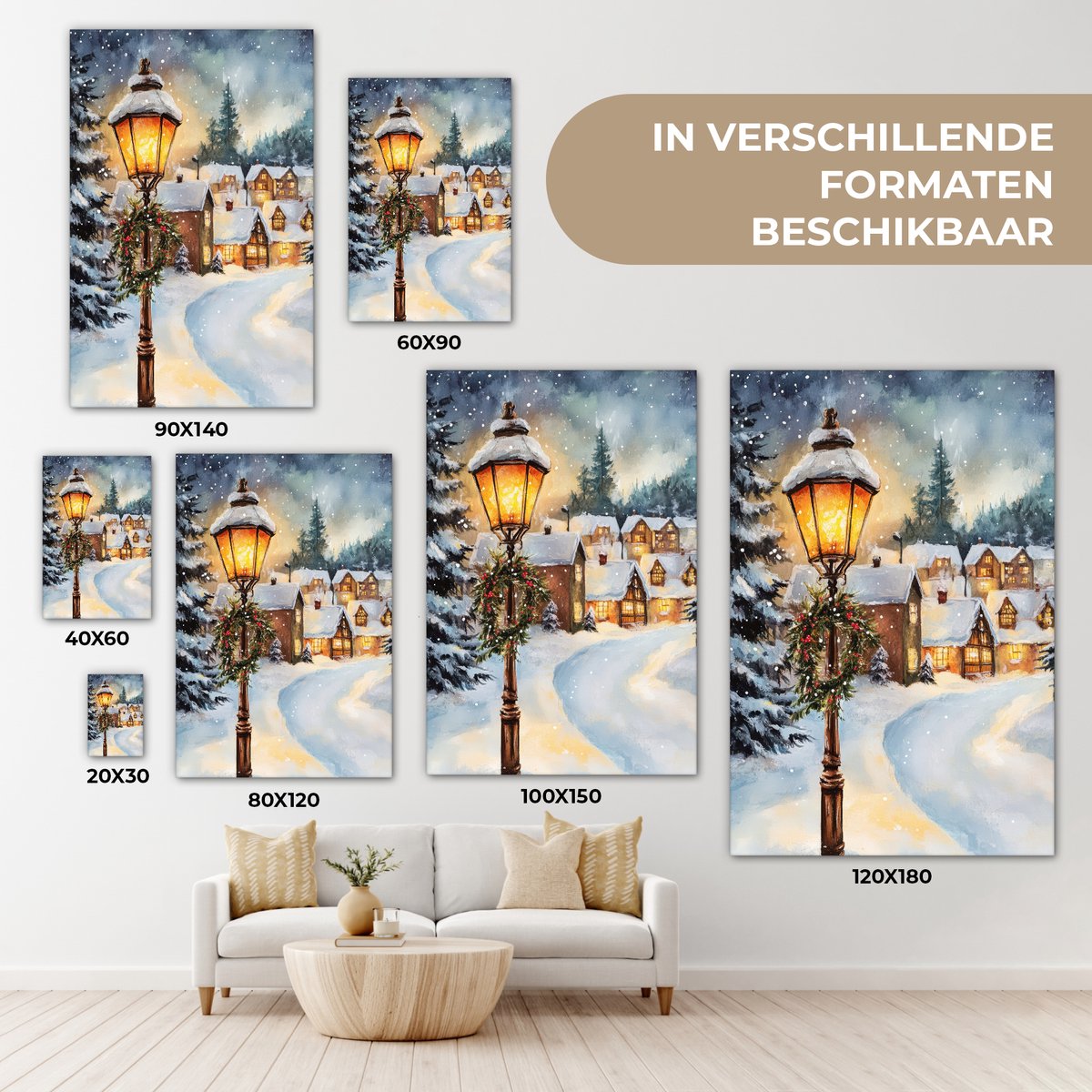 Canvas schilderij 60x90 cm - Wanddecoratie Kerstdorp - Huizen - Sneeuw - Kerst - Muurdecoratie woonkamer - Slaapkamer decoratie - Kamer accessoires - Schilderijen op canvas - Kerstdecoratie voor binnen - Kerstversiering - Kerstmis versiering – foto 8