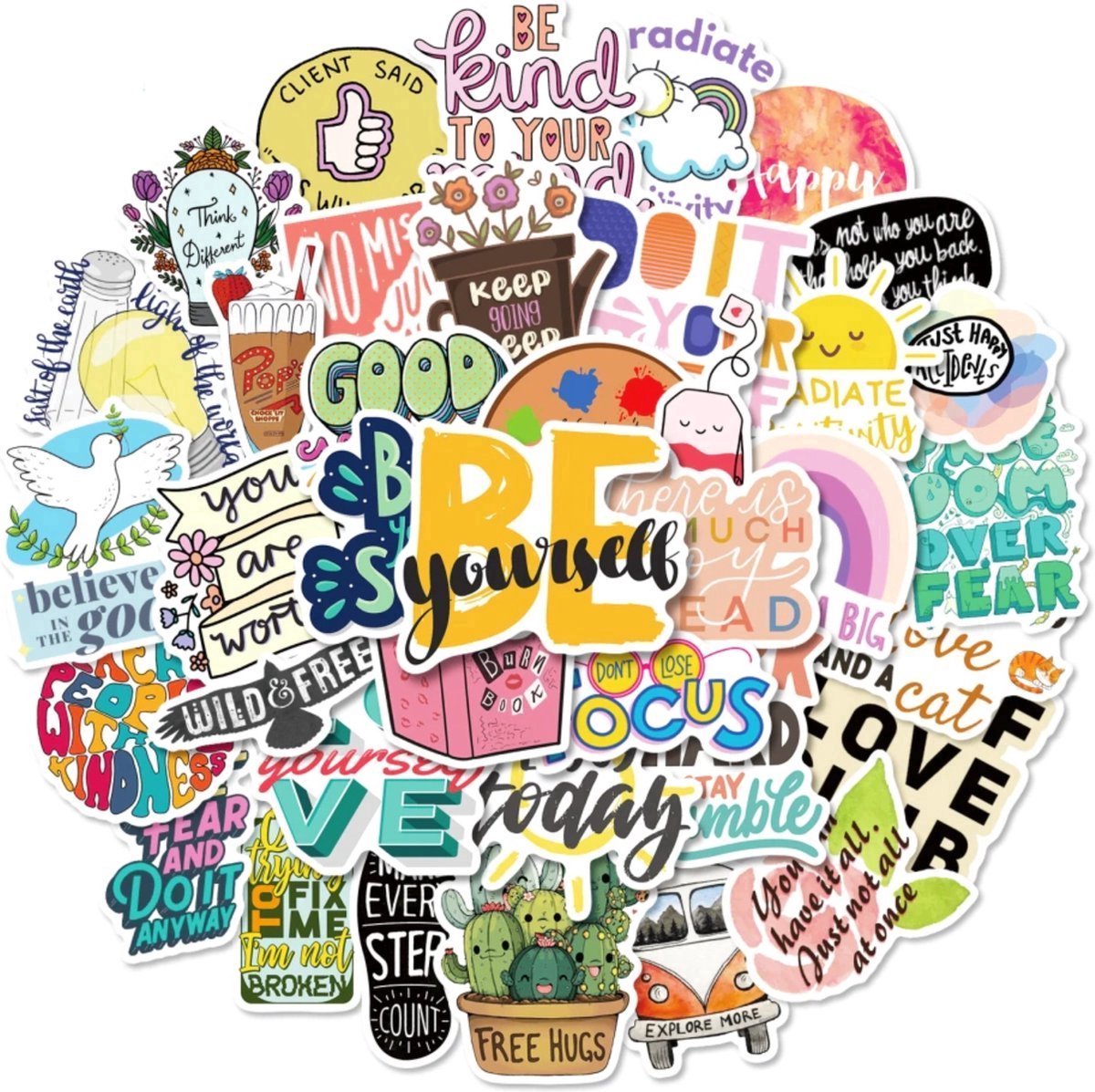 Scoby - Quote Stickers - 50 Stickers Mix Pack - Laptopstickers - Geschikt voor Fiets, Step, Laptop, Skateboard, Koffer & Helm