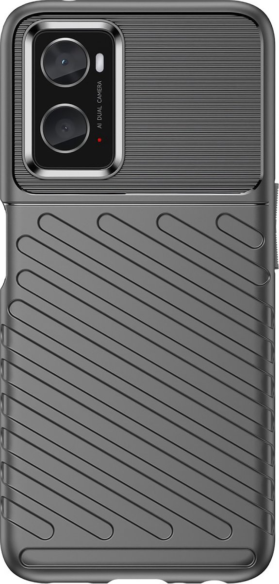Cazy hoesje geschikt voor Oppo A96 - Siliconen Hoesje met Grip - Zwart