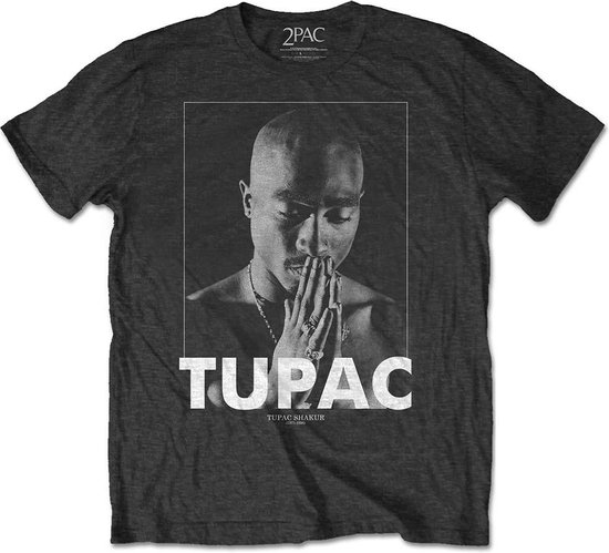 Tupac - T-shirt pour hommes en prière - XL - Grijs