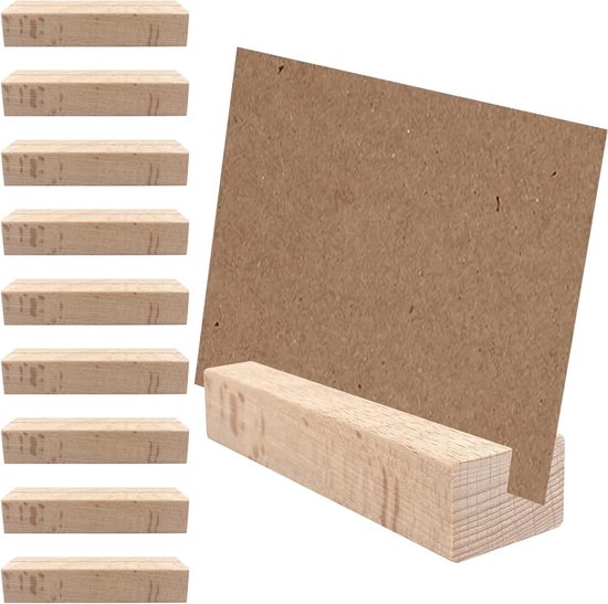 Auauraintt Houten kaarthouder, 10 stuks, tafelkaarthouder