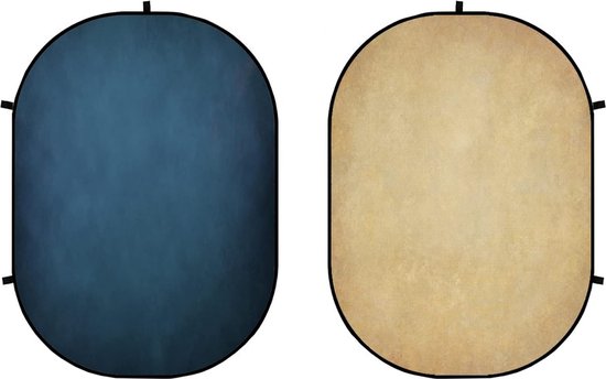 Toile de Photographie pliable JGS ® pour studio, réunions vidéo et séances en plein air en Blauw/beige