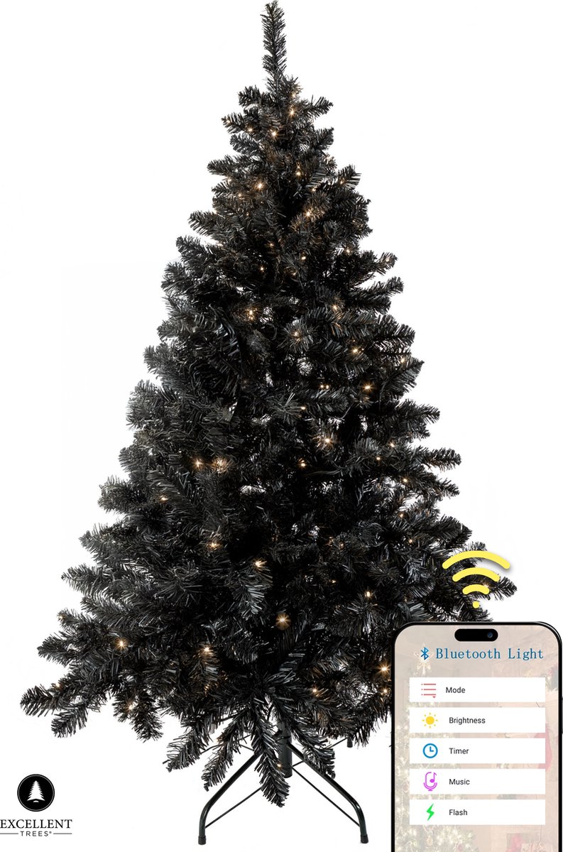 Excellent Trees® Stavanger Black 210 cm Zwarte Kerstboom met 500 LED