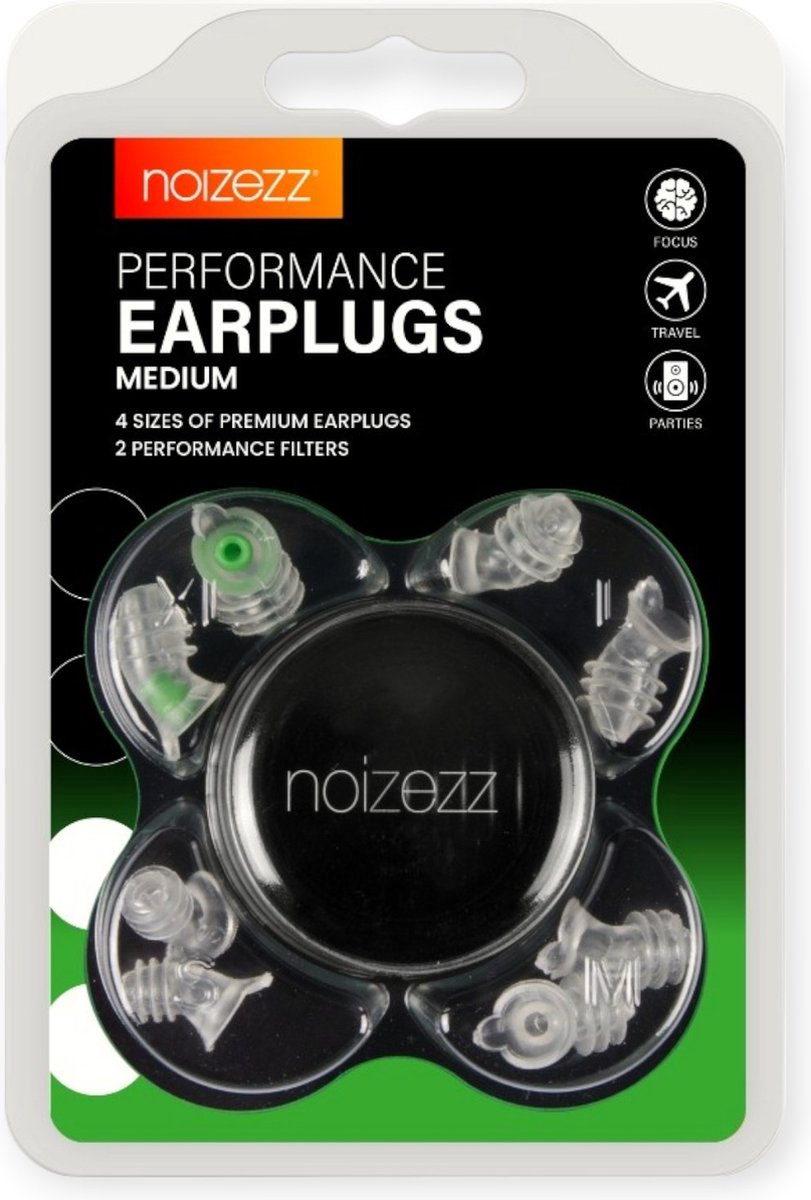 Noizezz - Premium Performance medium oordopjes - Oordoppen - Festival oordopjes - Gehoorbescherming - Met filter - 4 Paar - Siliconen