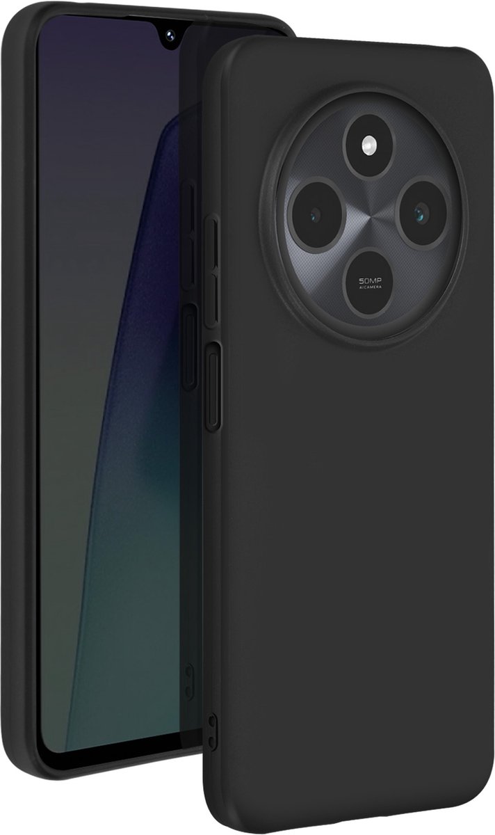 Mayaxess, Hoesje voor Xiaomi Redmi 14C Zachte Silicone Dun Coating, Zwart