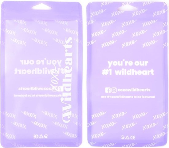 Paars verpakking met XOXO Wildhearts print.