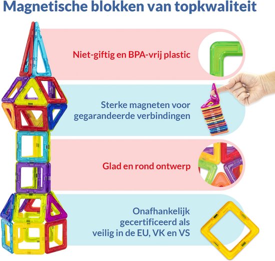 Condis Magnetische Bouwstenen 60Pcs, Magnetische Bouwblokken Magnetisc