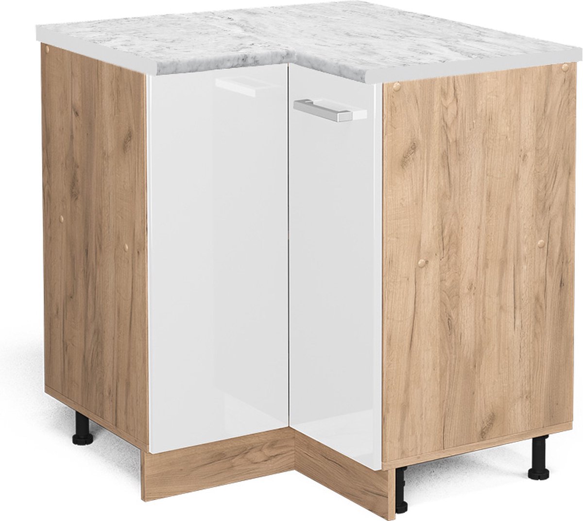 Vicco R-Line Hoekkast – 75.6 cm WB Marmer Wit Hoogglans
