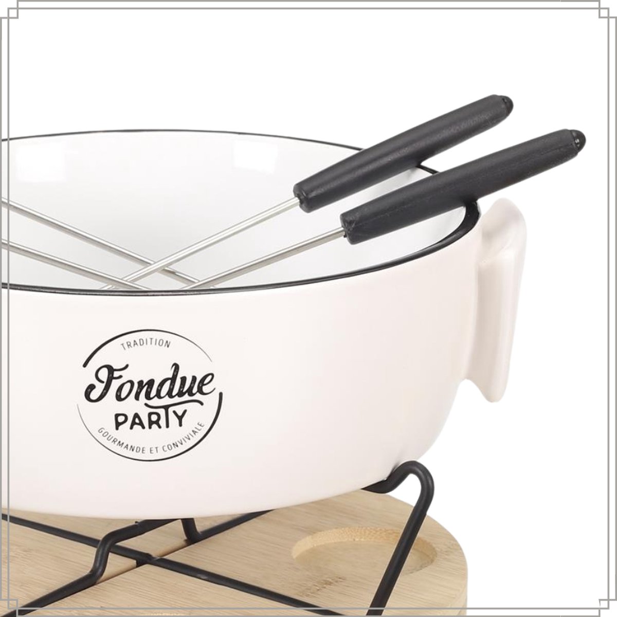 OTIX Kaasfondue set - fonduepannen met brander - 4 personen - Fondueset - met vorkjes - Chocolade - Fondue – foto 3