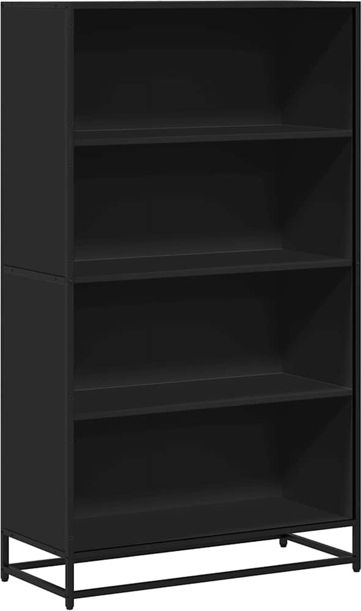 vidaXL Boekenkast - 80,5x35x139 - cm - bewerkt - hout - zwart