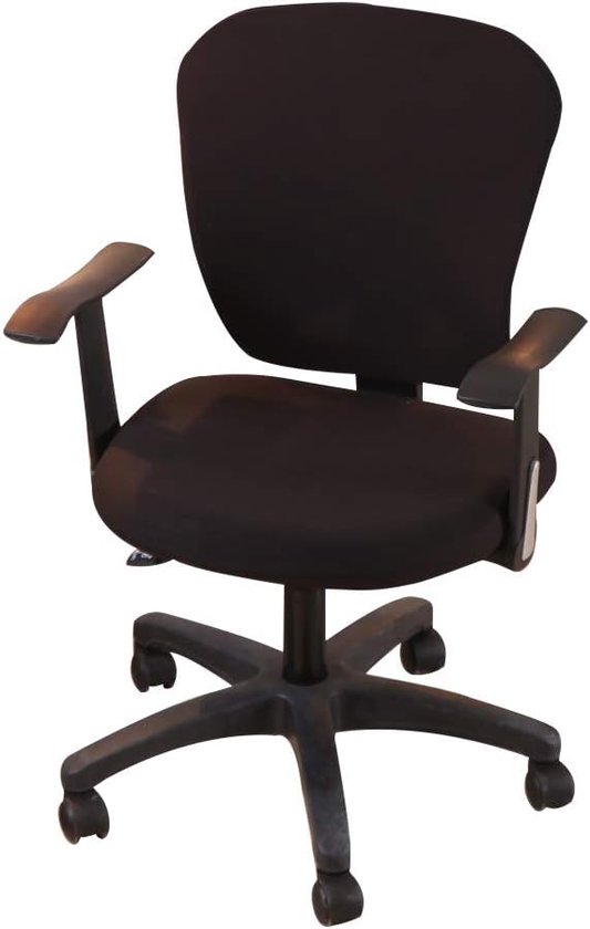 Bureaustoelhoes - Chair cover - Stoelhoezen - Zetelhoes - Stoelbeschermers - Gespleten - Afneembaar - Stretchhoes - Zwart - Polyester - Voor rugleuning en zitting - Wasmachine bestendig