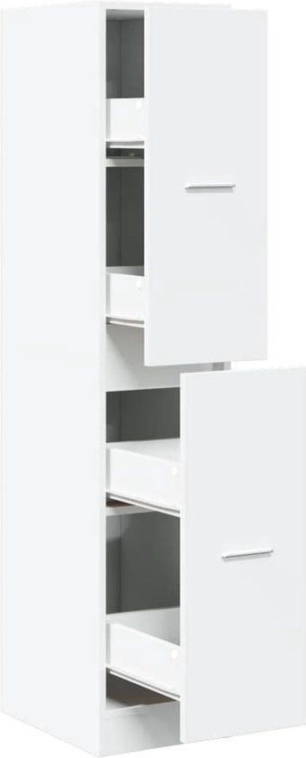 vidaXL Apothekerskast 30x41x174,5 cm bewerkt hout wit, apothekerskast keuken, kast, opslagkast, apotheekkast, opbergkast, ladekast, keukenkast