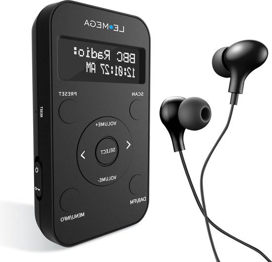 Tin-Nik DAB-379 Draagbare digitale radio DAB /FM Mini - Pocket DAB voor sport, wandelen, hardlopen of fietsen, accu, stereo-hoofdtelefoon inbegrepen