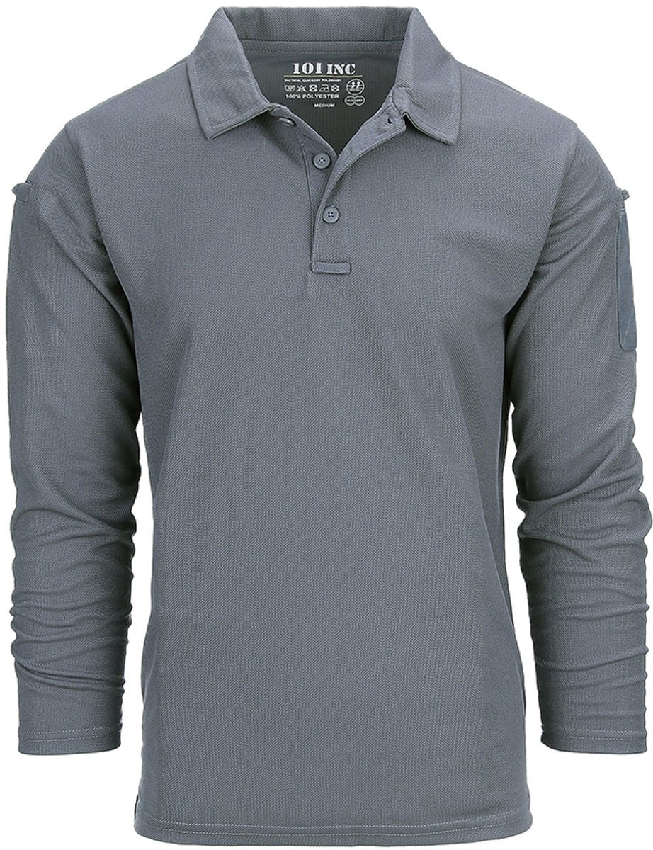 101 INC - Tactical polo Quick Dry long sleeve (kleur: Wolf Grey / maat: M)