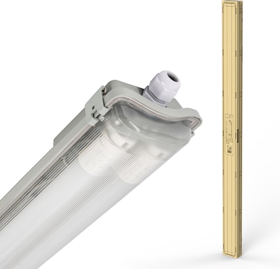 Proventa LED TL 4 luminaires doubles à 8 tubes 150 cm - Lumière blanche froide 6500 K - Étanche - 4 pièces