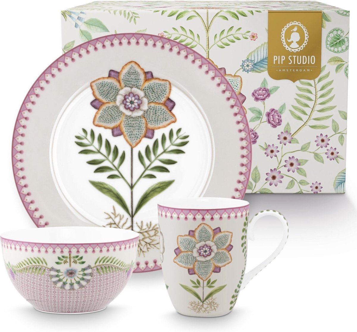 Pip Studio Lily & Lotus ontbijtset 3 delig