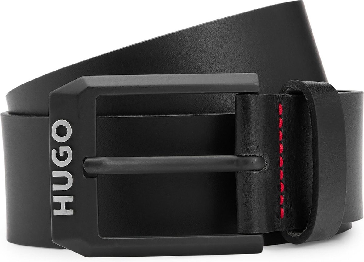 HUGO Leren Riem Gelio-B Sz40 Leather Belt W80 Black Zwart