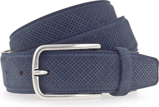 Vanzetti Cuir Ceinture Leather Belt W115 Navy Bleu marine