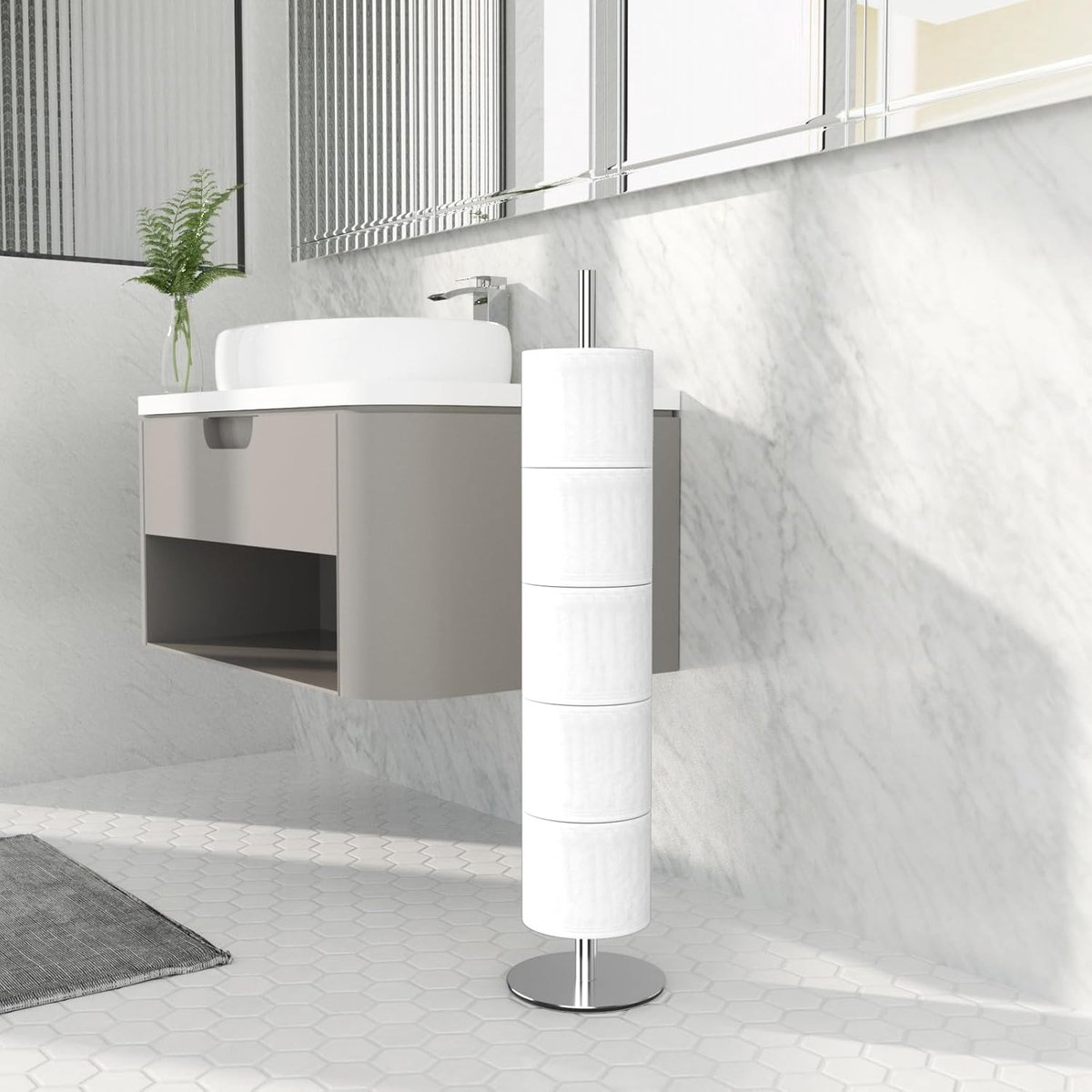 Clord - Staande Toiletpapierhouder - Roestvrij Staal - Vrijstaand - Waterbescherming