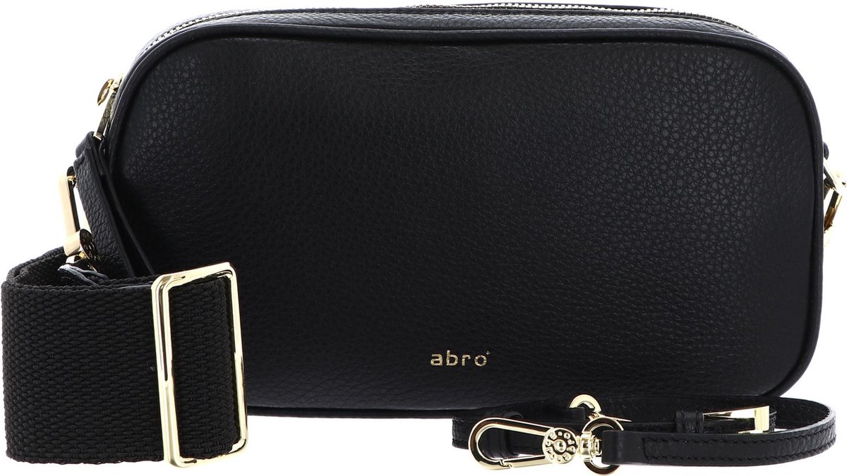 abro Leren Schoudertas Leather Dalia Crossbody Bag Tina Black / Gold Zwart
