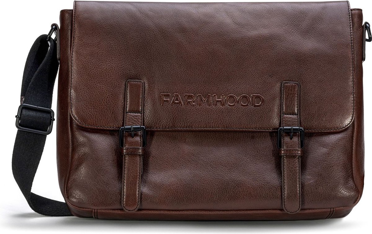 Farmhood Business tas Schoudertas met laptopvak Memphis Messenger 1F Dark Brown Donkerbruin