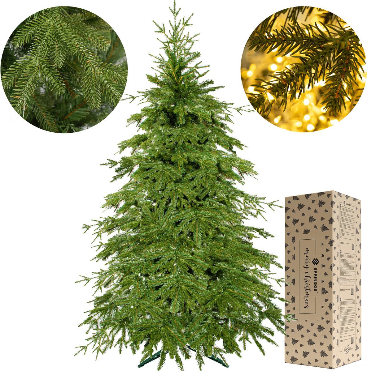Springos Kunstkerstboom | Natuurlijk Sparrenhout | 120 cm | Zonder Verlichting